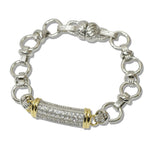 111011, 14K GOLD PLATED PAVE CZ LINK MAGNETIC DESIGNER INSPIRED BRACELET