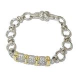 111012, 14K GOLD PLATED MICRO PAVE CZ LINK MAGNETIC DESIGNER INSPIRED BRACELET