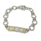 111012, 14K GOLD PLATED MICRO PAVE CZ LINK MAGNETIC DESIGNER INSPIRED BRACELET