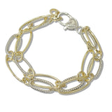 111013, 14K GOLD PLATED MIXED METAL LINK DESIGNER INSPIRED BRACELET
