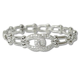 111014, 14K GOLD PLATED INTERLOCKING HORSEBIT CZ DESIGNER INSPIRED BRACELET