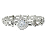 111015, 14K GOLD PLATED CZ HEART LINK DESIGNER INSPIRED BRACELET