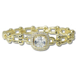 111016, 14K GOLD PLATED SQUARE CZ LINK DESIGNER INSPIRED BRACELET