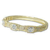 111020, 14K GOLD PLATED CZ HINGED DESIGNER INSPIRED BRACELET
