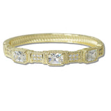 111020, 14K GOLD PLATED CZ HINGED DESIGNER INSPIRED BRACELET