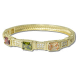 14K Gold Plated CZ Hinged Designer Inspired Bracelet