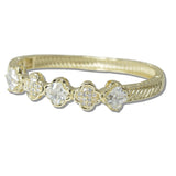 111022, 14K GOLD PLATED CLOVER CZ DESIGNER INSPIRED BRACELET