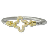 111029, 14K GOLD PLATED PAVE CZ CLOVER DESIGNER INSPIRED BRACELET