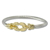 111030, 14K GOLD PLATED PAVE CZ OVAL LINK DESIGNER INSPIRED BRACELET
