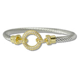 111031, 14K GOLD PLATED PAVE CZ CIRCLE LINK DESIGNER INSPIRED BRACELET