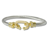111033, 14K GOLD PLATED PAVE CZ HORSESHOE DESIGNER INSPIRED BRACELET
