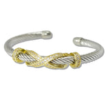 111034, 14K GOLD PLATED PAVE CZ TWISTED INFINITY CUFF DESIGNER INSPIRED BRACELET