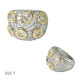 111035, 14K GOLD PLATED PAVE CZ DOME DESIGNER INSPIRED RING
