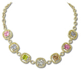 111038, 14K GOLD PLATED MULTI CZ DESIGNER INSPIRED NECKLACE