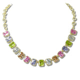 111039, 14K GOLD PLATED RECTANGLE CZ DESIGNER INSPIRED NECKLACE