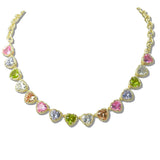 111040, 14K GOLD PLATED HEART CZ DESIGNER INSPIRED NECKLACE