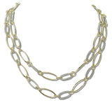 111042, 14K GOLD PLATED MIXED METAL OVAL LINK DESIGNER INSPIRED NECKLACE