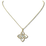 111047, 14K GOLD PLATED MOTHER OF PEARL CLOVER DESIGNER INSPIRED NECKLACE