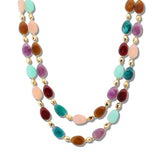 111056, RESIN BEADED DOUBLE LAYERED NECKLACE