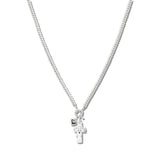 111057, CROSS CZ AND HEART CHARM BEADED NECKLACE