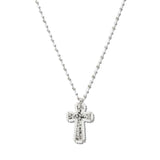 111060, HAMMERED CROSS AND PEARL PENDANT NECKLACE