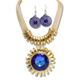 111066, MESH COLLAR SUNBURST CRYSTAL RHINESTONE NECKLACE