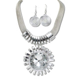 111066, MESH COLLAR SUNBURST CRYSTAL RHINESTONE NECKLACE