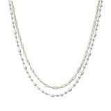 111070, DAINTY FRESHWATER PEARL CHAIN DOUBLE LAYERED NECKLACE
