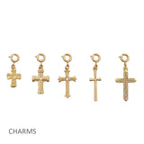 111073, GOLD TONE RELIGIOUS CROSS CHARM COLLECTION