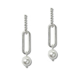 111100, BEADED LINK PEARL DROP EARRINGS