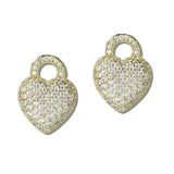 14K Gold Plated Pave CZ Puffy Heart Designer Inspired Earrings - view 3