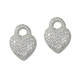 111113, 14K GOLD PLATED PAVE CZ PUFFY HEART DESIGNER INSPIRED EARRINGS