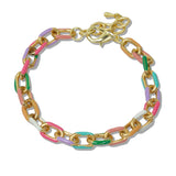 111115, MULTI COLORED ENAMEL OVAL LINK BRACELET