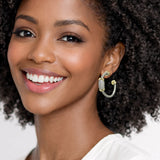 111123, 14K GOLD PLATED PAVE CZ CABLE HOOP DESIGNER INSPIRED EARRINGS