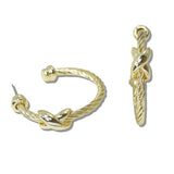 111124, 14K GOLD PLATED X ACCENT CABLE HOOP DESIGNER INSPIRED EARRINGS