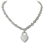 111130, 14K GOLD PLATED PAVE CZ HEART CHARM DESIGNER INSPIRED NECKLACE