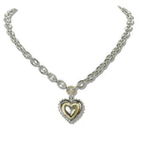 111131, 14K GOLD PLATED PAVE CZ HEART CHARM DESIGNER INSPIRED NECKLACE