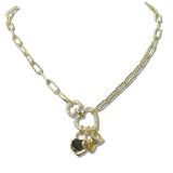 111133, 14K GOLD PLATED PAVE CZ HEART CHARM DESIGNER INSPIRED NECKLACE