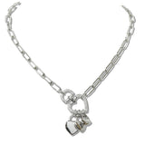 111133, 14K GOLD PLATED PAVE CZ HEART CHARM DESIGNER INSPIRED NECKLACE