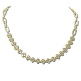 111137, 14K GOLD PLATED PAVE CZ CLOVER STATION DESIGNER INSPIRED NECKLACE