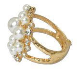 111140, BOLD PEARL AND CRYSTAL CLUSTER BANGLE BRACELET