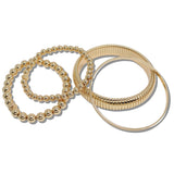 111143, BEADED AND RIBBED MULTI LAYERED STRETCH BRACELET