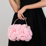 111152, RUFFLED PETAL EVENING TOP HANDLE BAG