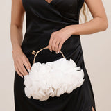 111152, RUFFLED PETAL EVENING TOP HANDLE BAG