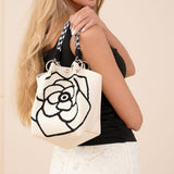 111154, FLORAL KNIT MINI TOTE BAG