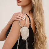111161, MICRO CRYSTAL FRINGE EVENING BAG