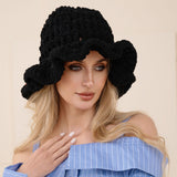 111162, CHUNKY KNIT RUFFLED BUCKET HAT