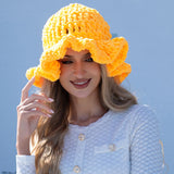 111162, CHUNKY KNIT RUFFLED BUCKET HAT