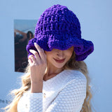 111162, CHUNKY KNIT RUFFLED BUCKET HAT