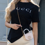 111163, MICRO PEARL HANDLE QUILTED MINI CROSSBODY BAG